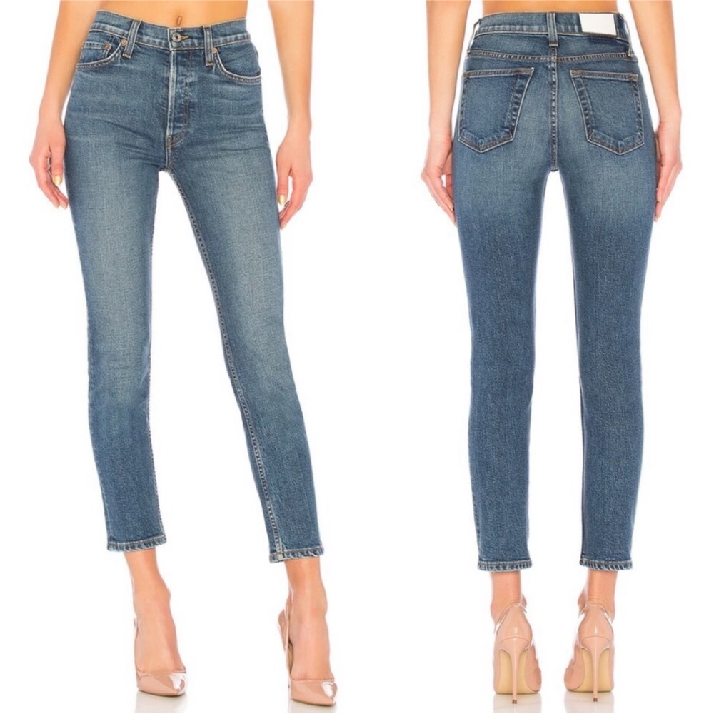 RE/DONE 90s High Rise Ankle Crop Jeans Mid 70s Wash